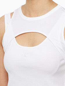Buy 여성 레이어드 컷 아웃 탱크 탑 in color BRIGHT WHITE