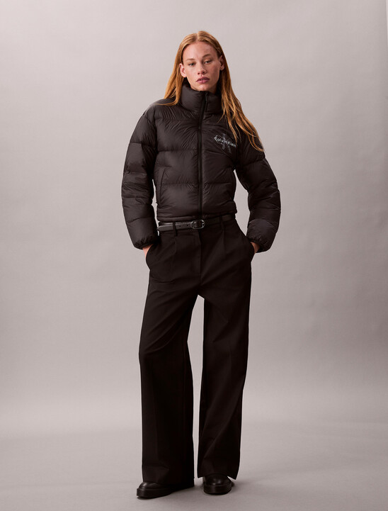 여성 셔닐 로고 푸퍼 다운