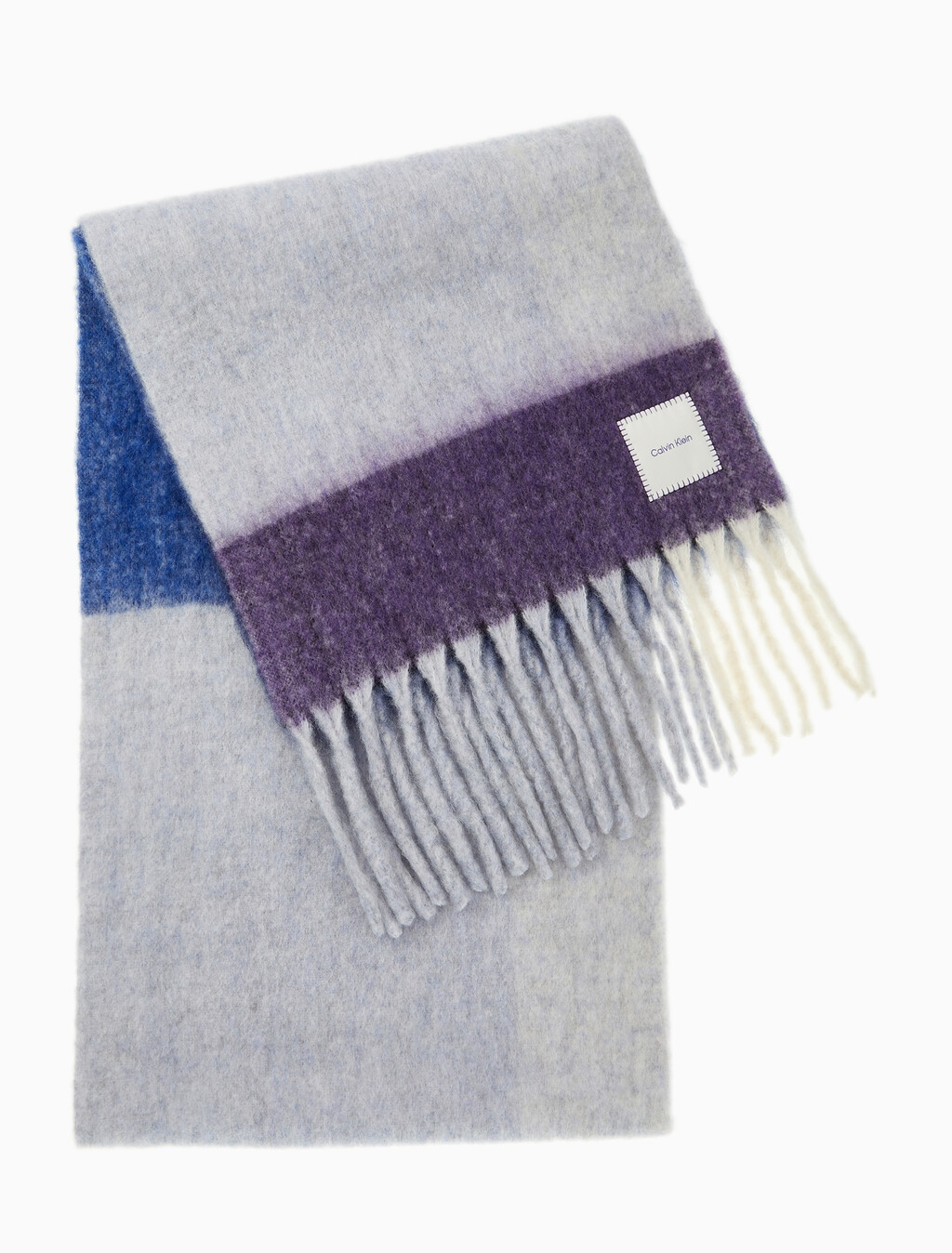 Buy 남녀공용  패치로고 배색 체크 머플러 in color Blue