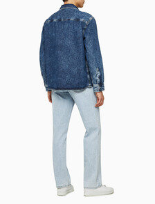 Buy 남성 릴렉스핏 유틸리티 데님 셔츠 in color MID BLUE BACK EMBRO