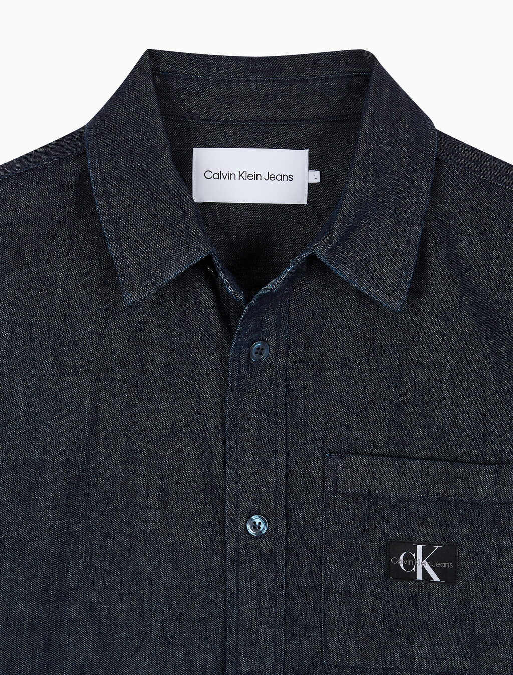 Buy 남성 캠프 반팔 데님 셔츠 in color BLUE BLACK HANGER LOOP