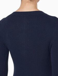 Buy 여성 L/S 핏 앤 플레어 미디 드레스 in color Navy