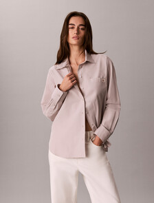 Buy 여성 팝플린 릴렉스 셔츠 in color PINK GREY