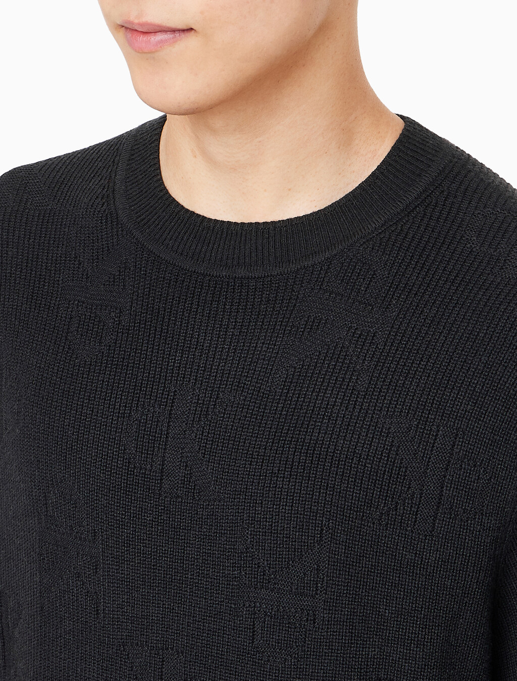 Buy 남성 AOP 니트 스웨터 in color CK BLACK