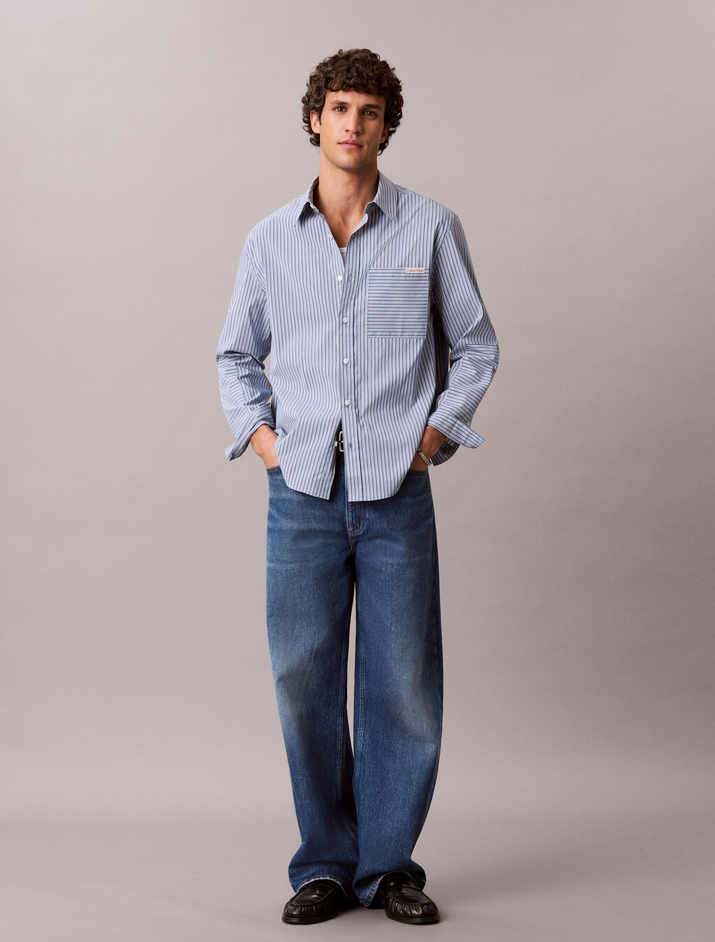 Buy 멀티스트라이프 쿨맥스 릴렉스 셔츠 in color Blue