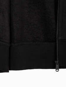Buy 여성 아카이브 릴렉스핏 CK 스몰 로고 크롭 기모 후드 집업 in color BLACK