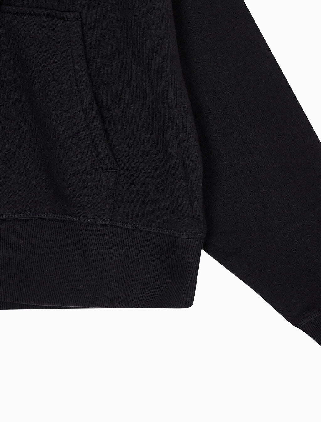 Buy 여성 아카이브 릴렉스핏 CK 스몰 로고 크롭 기모 후드 집업 in color BLACK BEAUTY