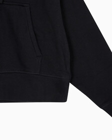Buy 여성 릴렉스핏 CK 스몰 로고 크롭 기모 후드 집업 in color BLACK BEAUTY
