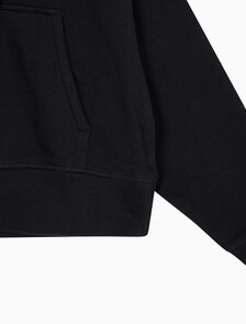 Buy 여성 아카이브 릴렉스핏 CK 스몰 로고 크롭 기모 후드 집업 in color BLACK BEAUTY