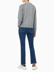 Buy 여성 브이넥 립 가디건 in color GREY