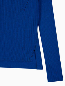 Buy 여성 L/S 모크넥 풀오버 스웨터 in color blue