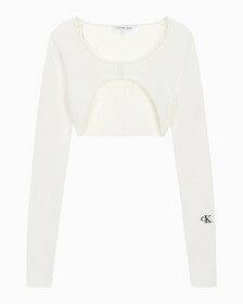 Buy 여성 마이크로 가디건 in color WHITE