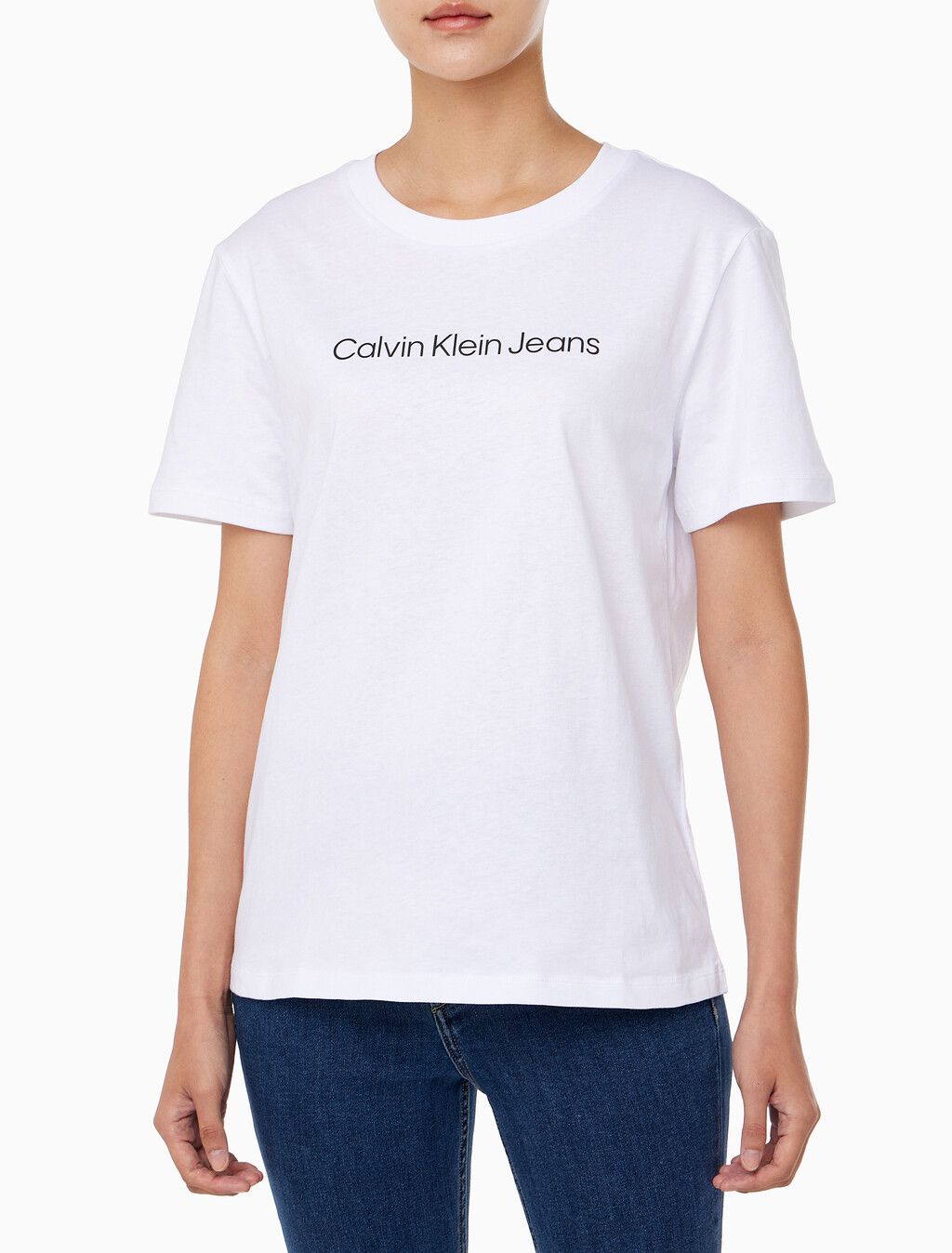Buy 여성 인스티 로고 스트레이트핏 반팔 티셔츠 in color BRILLIANT WHITE
