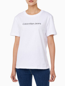 Buy 여성 인스티 로고 스트레이트핏 반팔 티셔츠 in color BRILLIANT WHITE