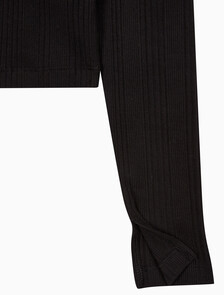 Buy 여성 립 슬림 폴로 롱슬리브 탑 in color CK BLACK