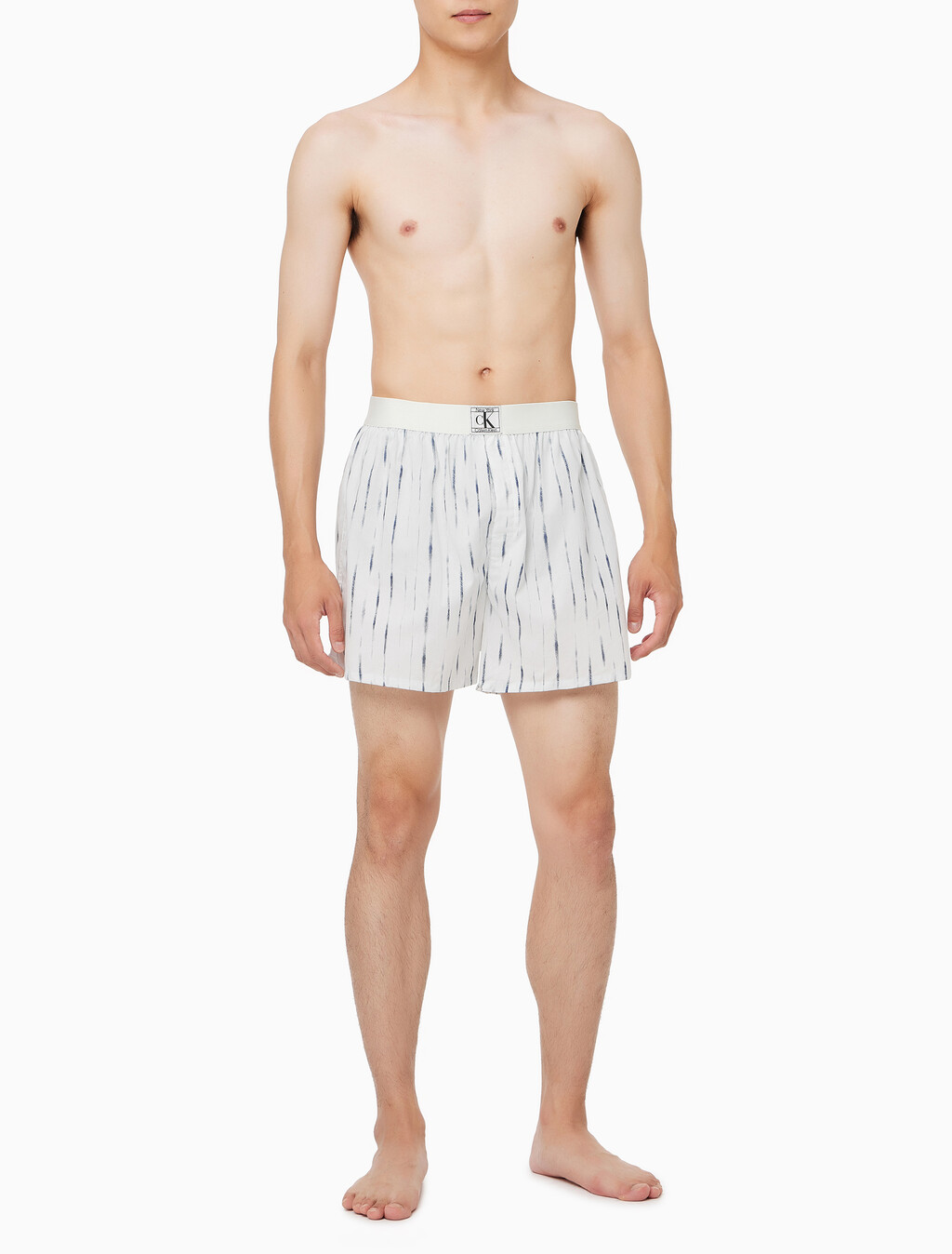 Buy 남성 CK 1996 코튼 박서 박서 in color SHIBORI STRIPE PRINT_ROYAL IRIS