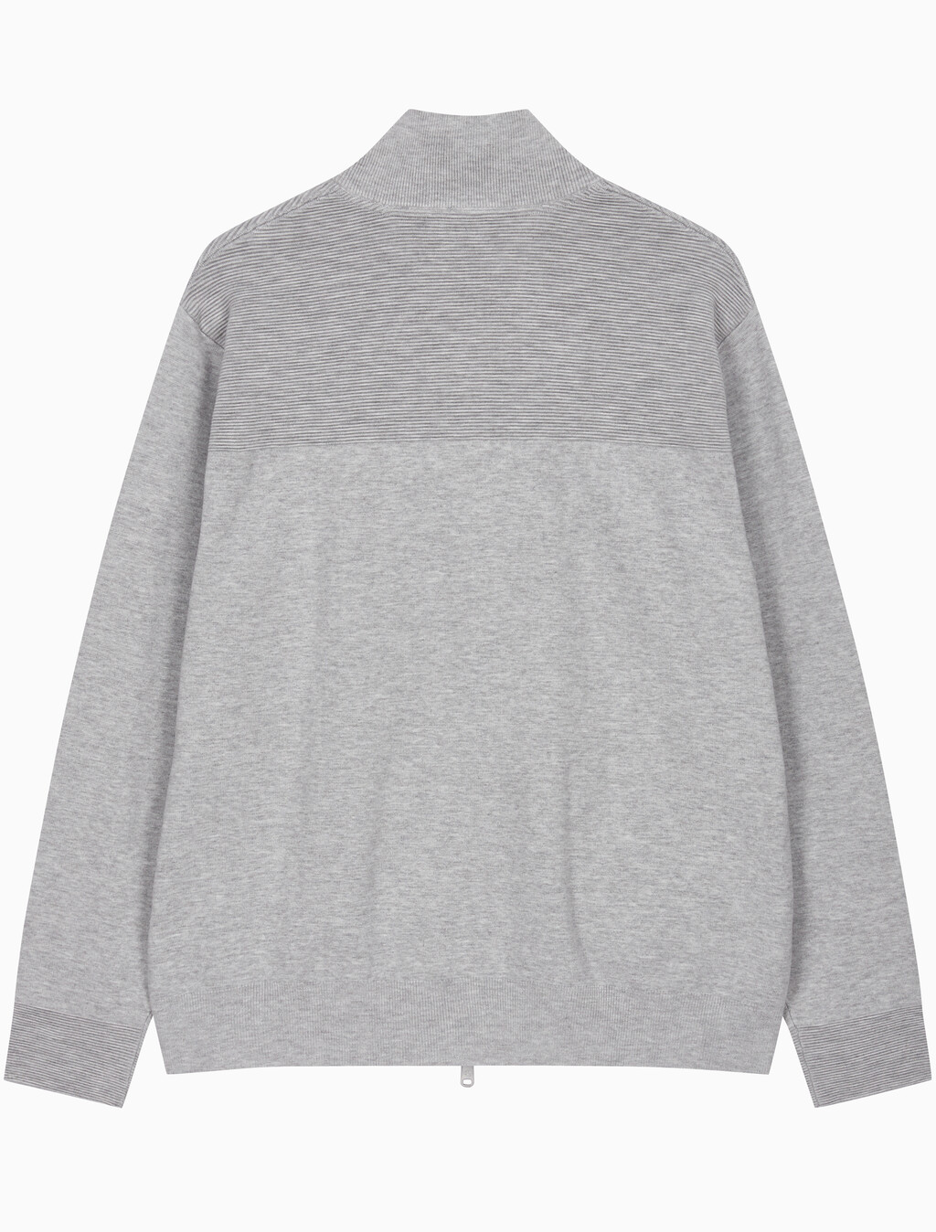 Buy 남성 스탠드 카라 니트 집업 가디건 in color LIGHT GREY HEATHER