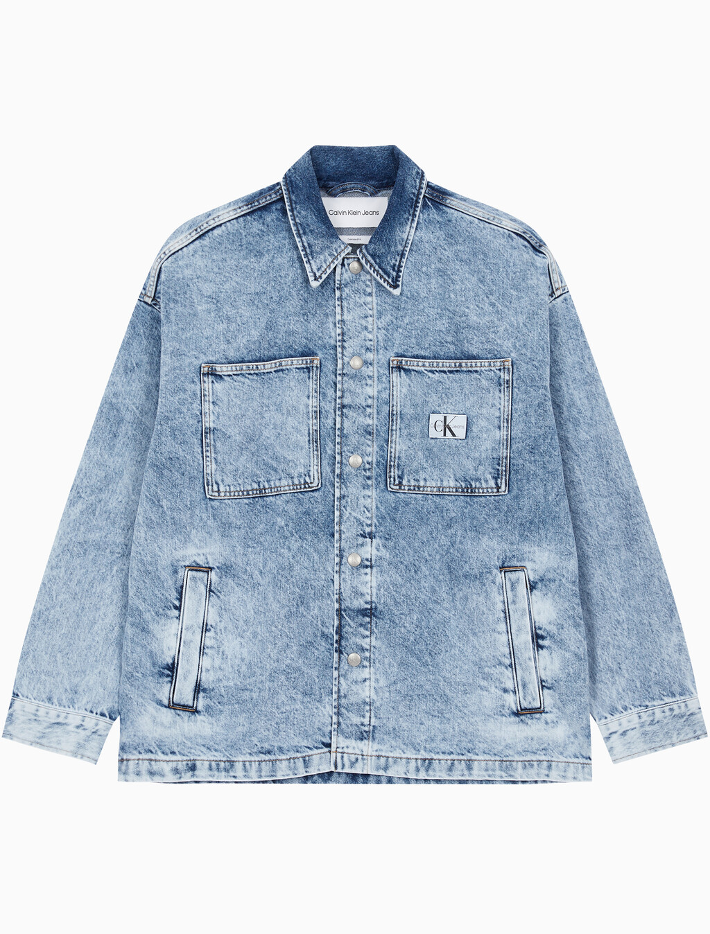 Buy 남성 오버사이즈 라이트 워시 셔츠 자켓 in color CHALKY BLUE