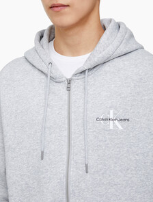 Buy 남녀공용 릴렉스핏 모노그램 집업 후디 in color LIGHT GREY HEATHER