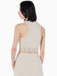 Buy 여성 리피트 크롭 로고 탱크 탑 in color CLASSIC BEIGE