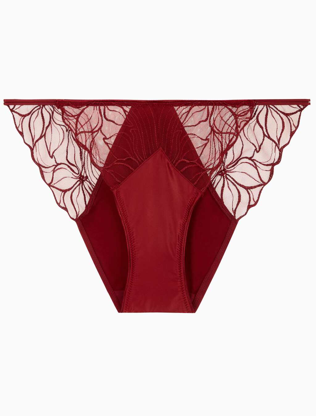 Buy 여성 CK 블랙 플로럴 레이스 AF 비키니 in color Dark Red