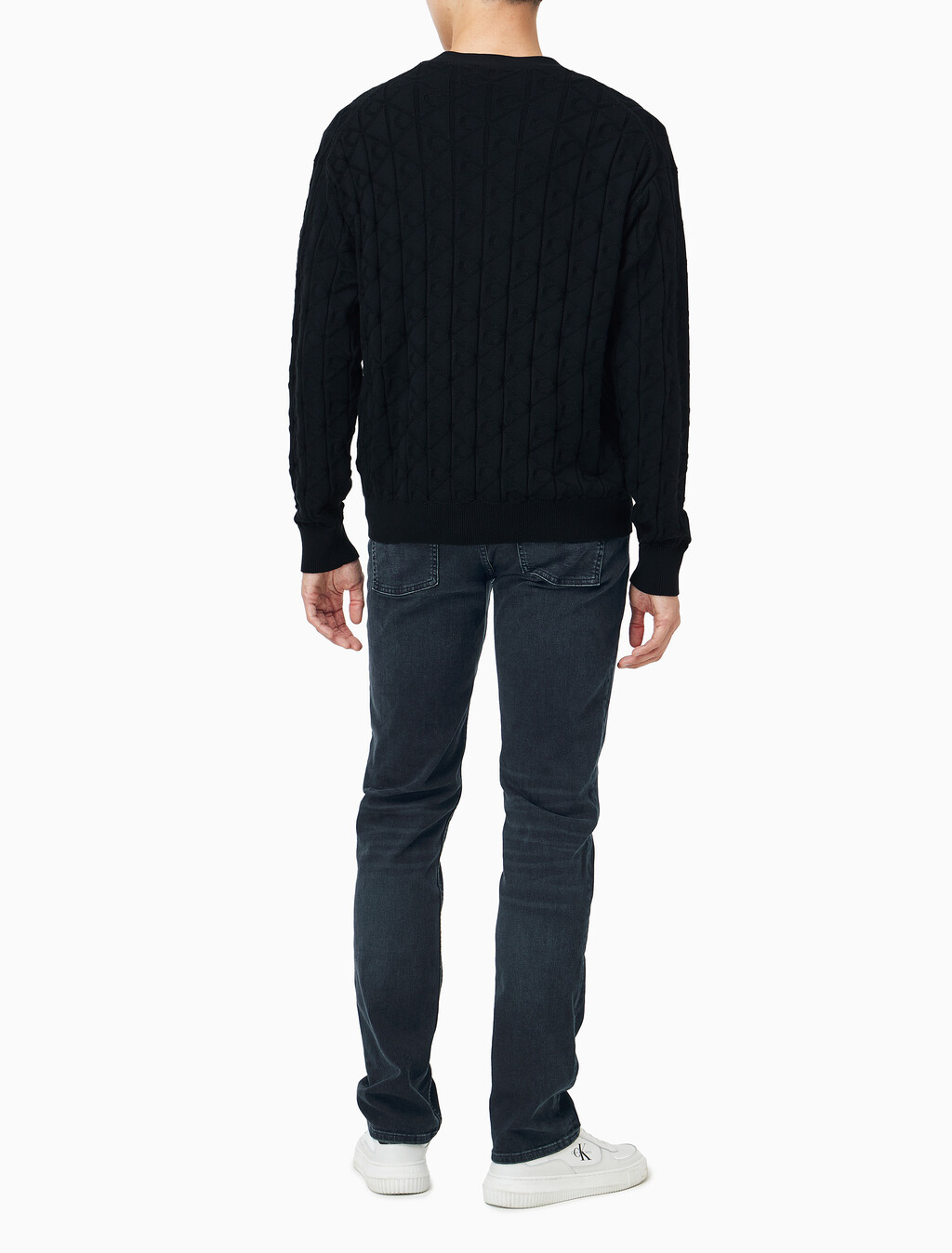 Buy 남성 이지 AOP 코튼 가디건 스웨터 in color BLACK