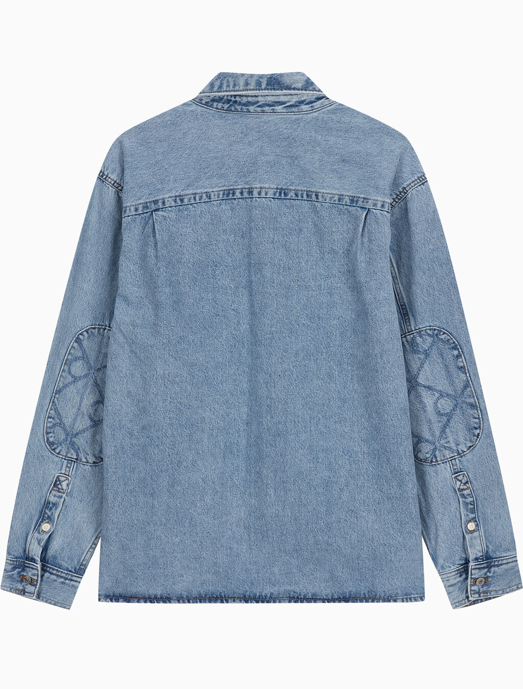 Buy 남성 90s 레귤러 핏 라이트블루스톤 워시 긴팔 데님 셔츠 in color Light blue