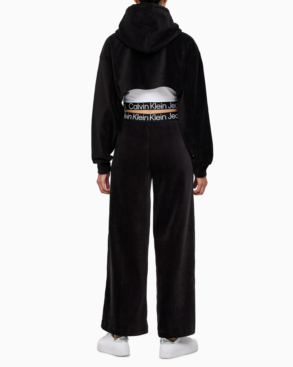 Buy 여성 벨벳 와이드레그 팬츠 in color CK BLACK