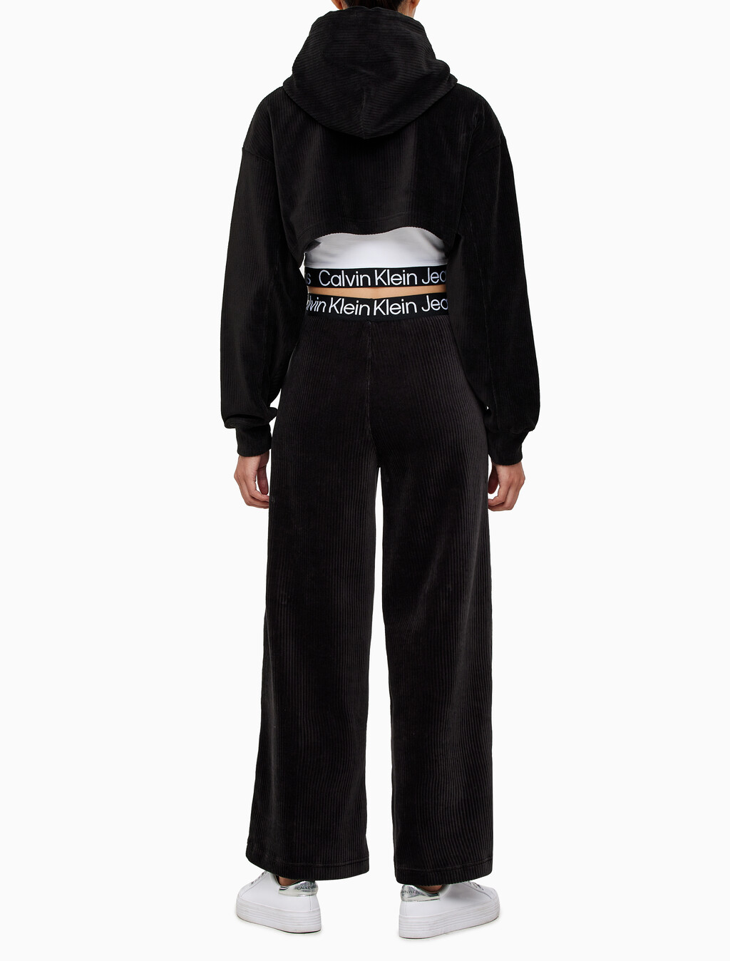 Buy 여성 벨벳 와이드레그 팬츠 in color CK BLACK