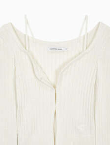 Buy 여성 센슈얼 스트랩 스웨터 가디건 in color WHITE