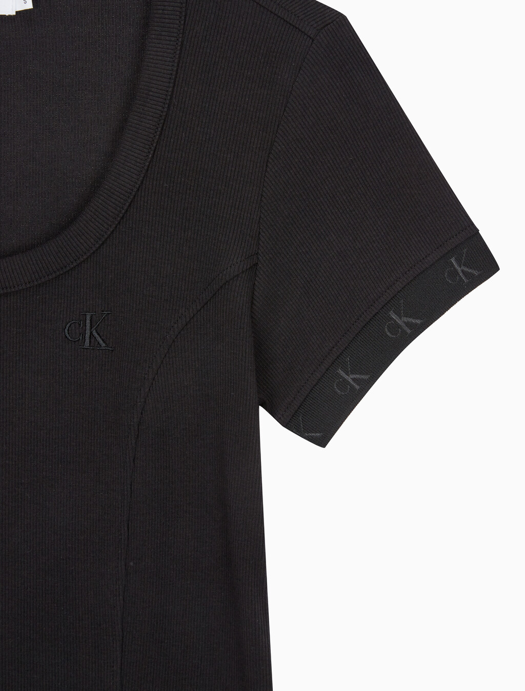 Buy 여성 로고 엠보스 립 반팔 코튼 드레스 in color CK BLACK