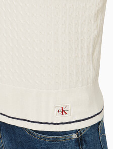 Buy 여성 우븐라벨 크롭드 케이블 스웨터 in color TOFU