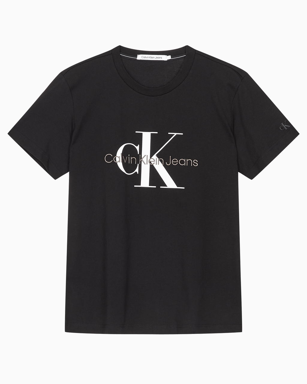 Buy 남성 레귤러핏 모노그램 엠브로이더리 로고 반팔 티셔츠  in color CK BLACK