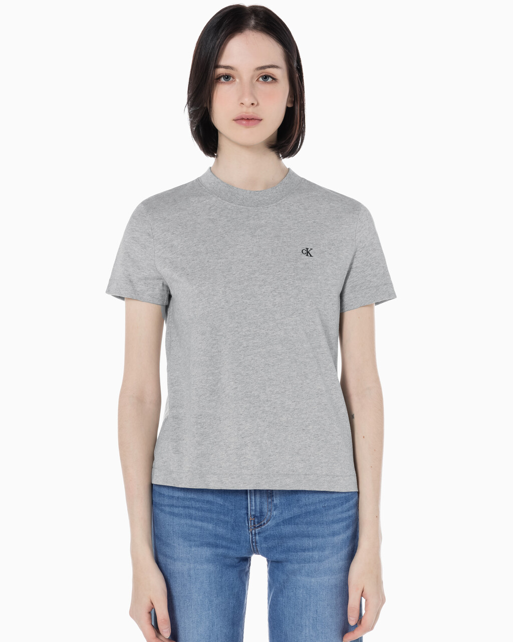 Buy 여성 릴렉스핏 아카이브 로고 크루넥 반팔 티셔츠 in color HEROIC GREY HEATHER CM1BK 08