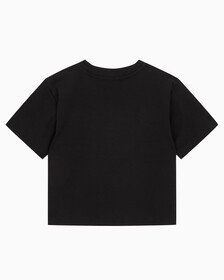 Buy 여성 로고 뱃지 크롭 반팔 티셔츠 in color CK BLACK