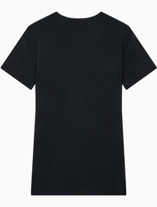 Buy 여성 코튼 컨투어 립 크루넥 반팔 티셔츠 in color BLACK BEAUTY