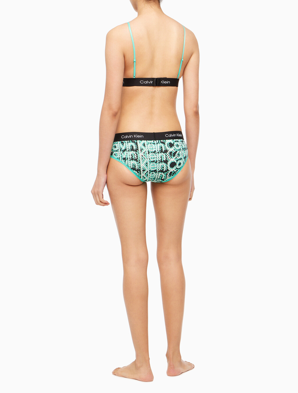 Buy 여성 1996 코튼 AF 라이틀리 라인드 트라앵글 브라 in color LAYERED WAVY LOGO PRINT FRESH PEPPERMINT