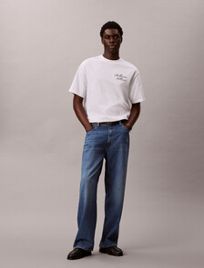 Buy 캘빈클라인 자수로고 그래픽 티 in color BRIGHT WHITE