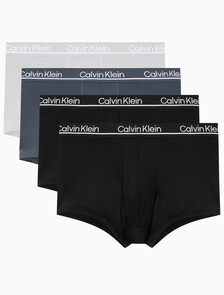 Buy 남성 CK 마이크로 플러스 로우 라이즈 트렁크 4PK in color Charcoal / Black / White / Black