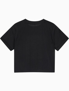Buy 여성 모노그램 릴렉스핏 크롭 반팔 티셔츠 in color CK BLACK