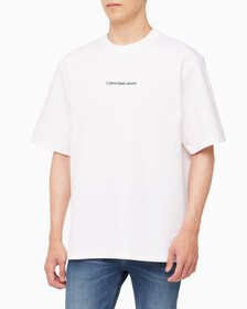 Buy 남성 릴렉스핏 인스티튜셔널 로고 반팔 스웨트셔츠 in color BRIGHT WHITE