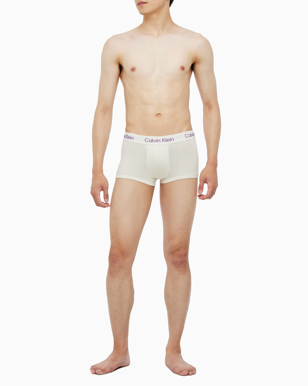 Buy 남성 스텐실로고 코튼스트레치 로우라이즈 트렁크 3PK in color BONE WHITE, NIGHTSHADE, COFFEE LIQUEUR