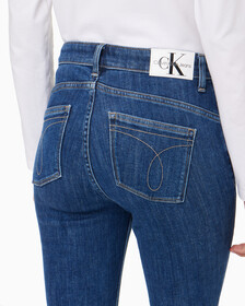 Buy 여성 하이라이즈 바디 슬림 부츠핏 앵클 다크블루 기모 데님 in color BLUE BLACK HANGER LOOP