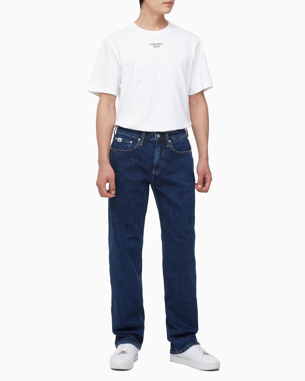 Buy 남성 90's 스트레이트핏 기모 미드블루 데님 in color MID BLUE BACK EMBRO