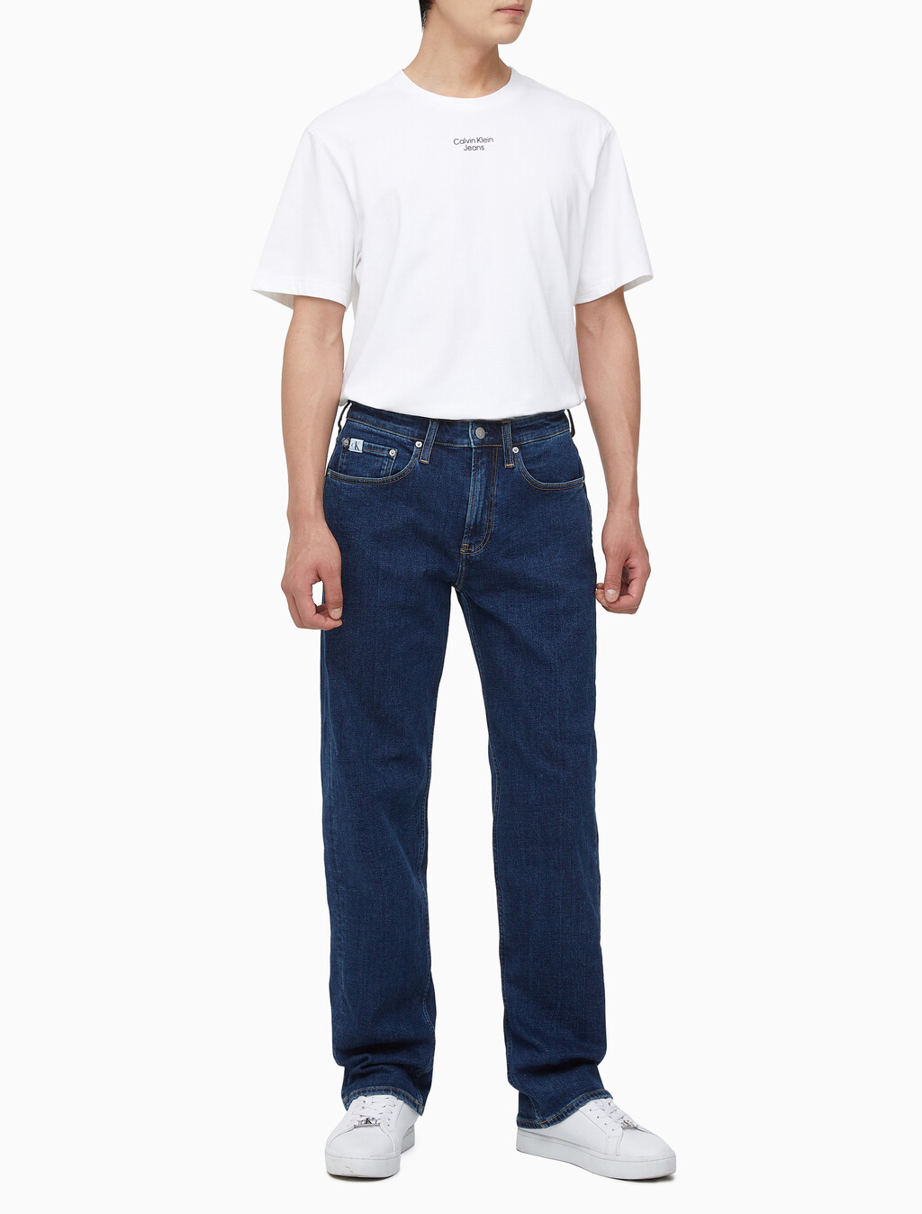 Buy 남성 90's 스트레이트핏 기모 미드블루 데님 in color MID BLUE BACK EMBRO