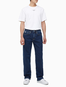 Buy 남성 90's 스트레이트핏 기모 미드블루 데님 in color MID BLUE BACK EMBRO