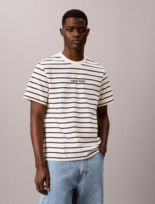 Buy 스트라이프 이지 올나잇 로고 티 in color TOFU