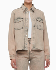 Buy 여성 슬림 데님 셔츠 in color MID BLUE BACK EMBRO
