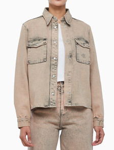 Buy 여성 슬림 데님 셔츠 in color MID BLUE BACK EMBRO