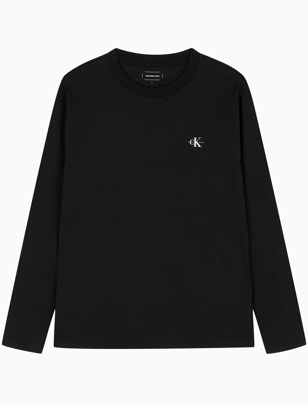Buy 남녀공용 2PACK 릴렉스핏 모노그램 로고 긴팔 티셔츠 in color CK BLACK